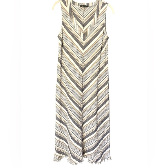 For Cynthia Dresses & Skirts - For Cynthia Linen Blend Raw Hem A-line Maxi Dress size M